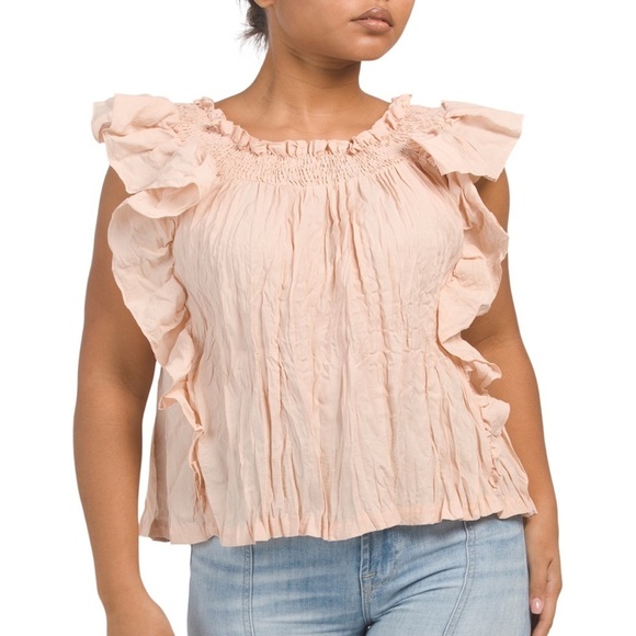 Mango Tops - MNG MANGO ruffle sleeveless  blouse size 6